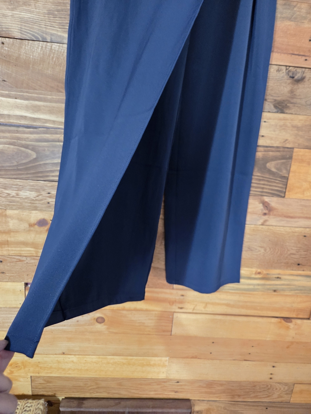 NWT Halara Wrap Tie Side Zip High Rise Wide Leg Career Pants Navy L Petite - Picture 3 of 9